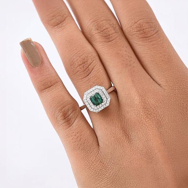 Certified & Appraised Luxoro 10K White Gold AAA Pirineu Lagoon Tourmaline, Diamond (I2) (0.35 cts) Ring (Size 10.0) 1.18 ctw