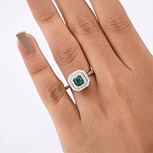 Certified & Appraised Luxoro AAA Pirineu Lagoon Tourmaline and I2 Diamond 1.18 ctw Ring in 10K White Gold (Size 8.0)