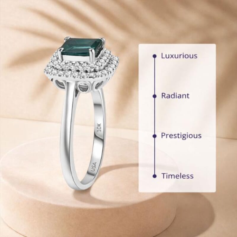 Certified & Appraised Luxoro 10K White Gold AAA Pirineu Lagoon Tourmaline, Diamond (I2) (0.35 cts) Ring (Size 9.5) 1.18 ctw