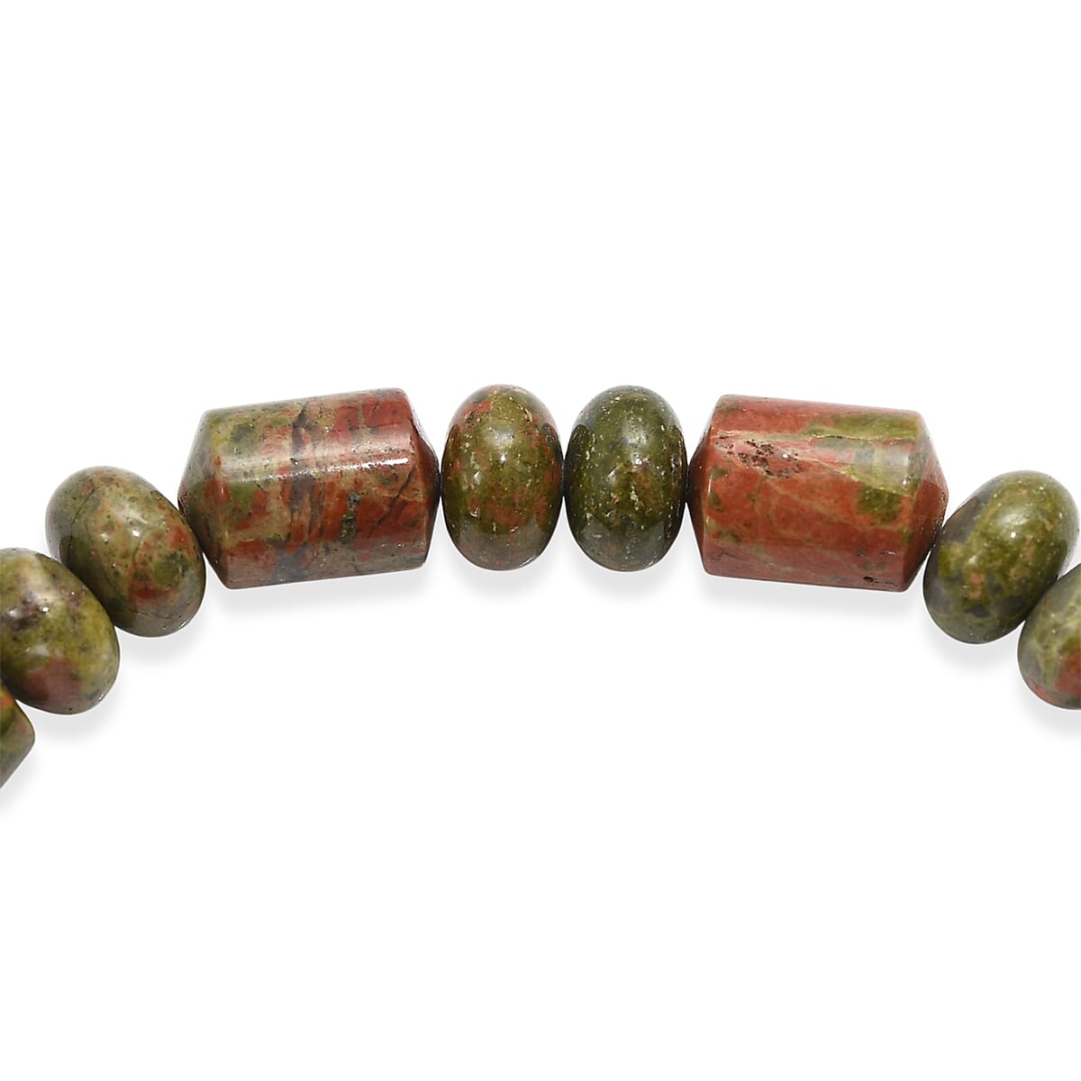 Unakite 120.00 ctw Tumble and Beaded Stretch Bracelet image number 3