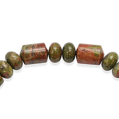 Unakite 120.00 ctw Tumble and Beaded Stretch Bracelet