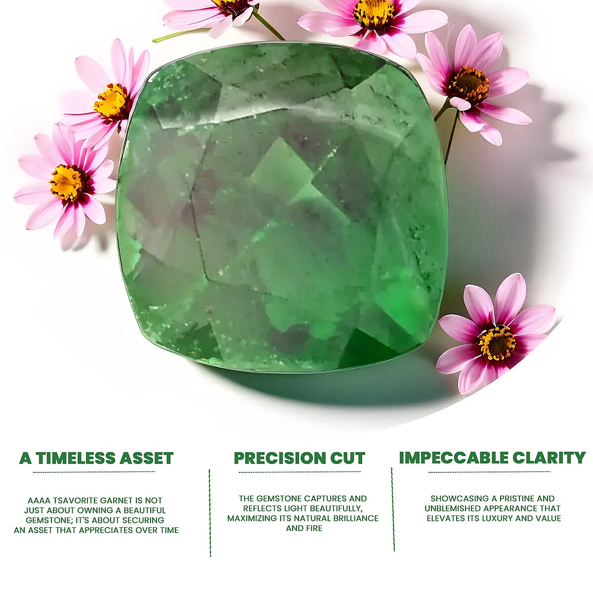 Certified and Appraised AAAA Tsavorite Garnet (Cush Free Size) 1.00 ctw image number 4