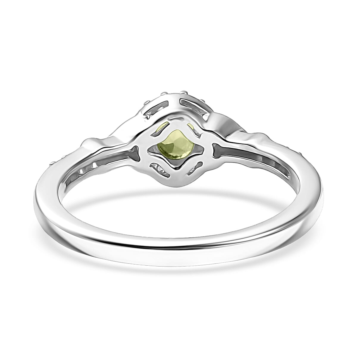 D'Joy Hebei Peridot and White Zircon 0.60 ctw Ring in 18K Vermeil YG and Rhodium Over Sterling Silver (Size 7.0) image number 4