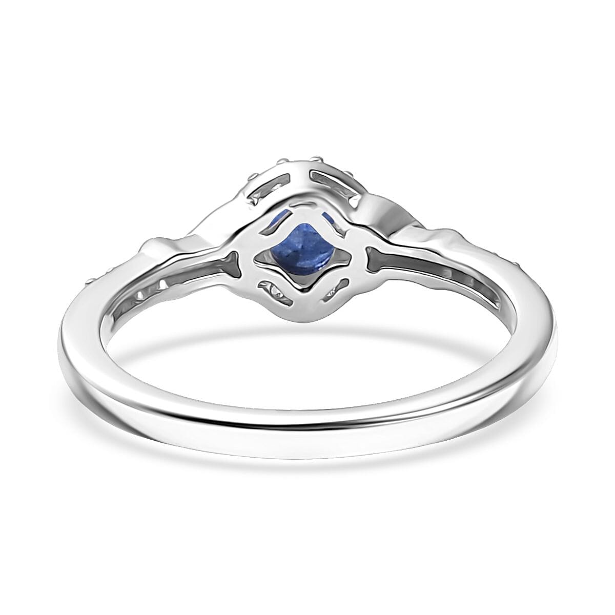D'Joy Masoala Sapphire (D) and White Zircon 0.75 ctw Ring in 18K Vermeil YG and Rhodium Over Sterling Silver (Size 7.0) image number 4