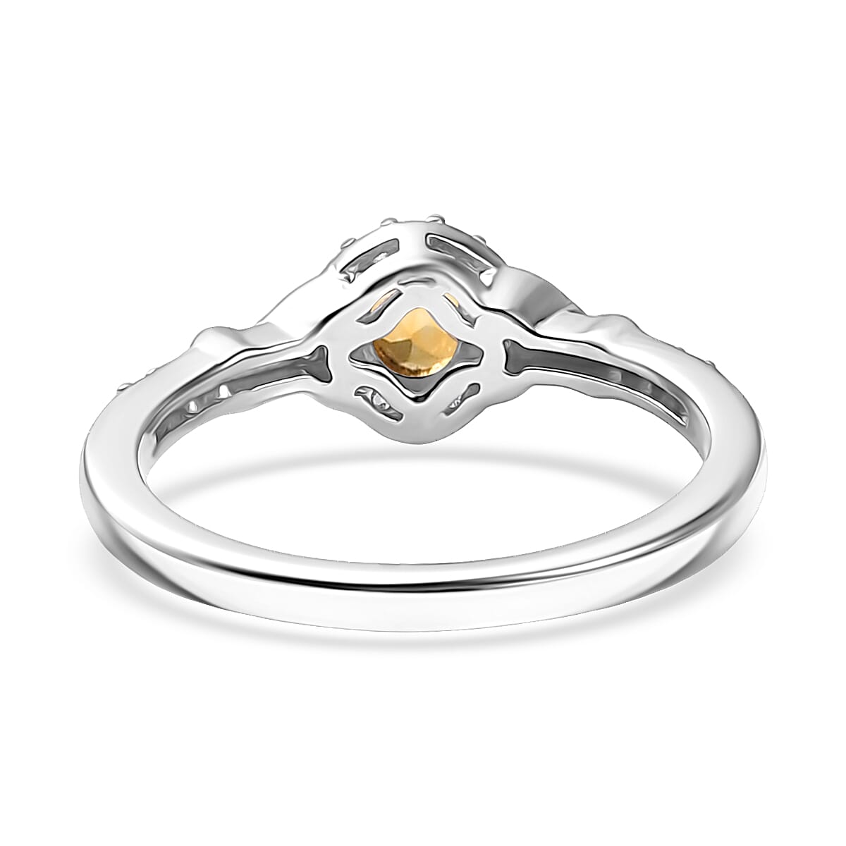 D'Joy Brazilian Citrine and White Zircon 0.60 ctw Ring in 18K Vermeil YG and Rhodium Over Sterling Silver (Size 7.0) image number 4