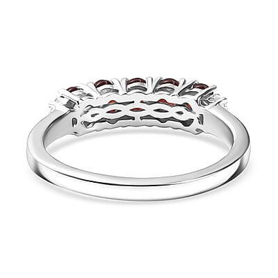 D'Joy Mozambique Garnet and White Zircon 1.15 ctw Ring in Rhodium Over Sterling Silver (Size 5.0)