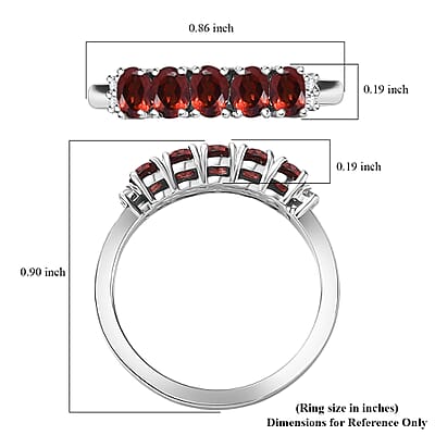 D'Joy Mozambique Garnet and White Zircon 1.15 ctw Ring in Rhodium Over Sterling Silver (Size 5.0)