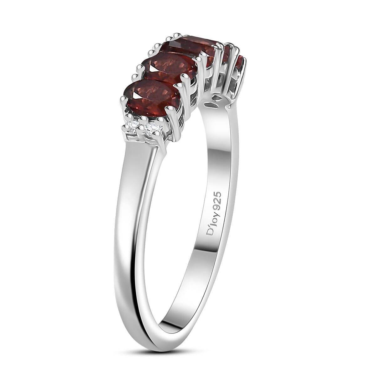 D'Joy Mozambique Garnet and White Zircon 1.15 ctw Ring in Rhodium Over Sterling Silver (Size 6.0) image number 3