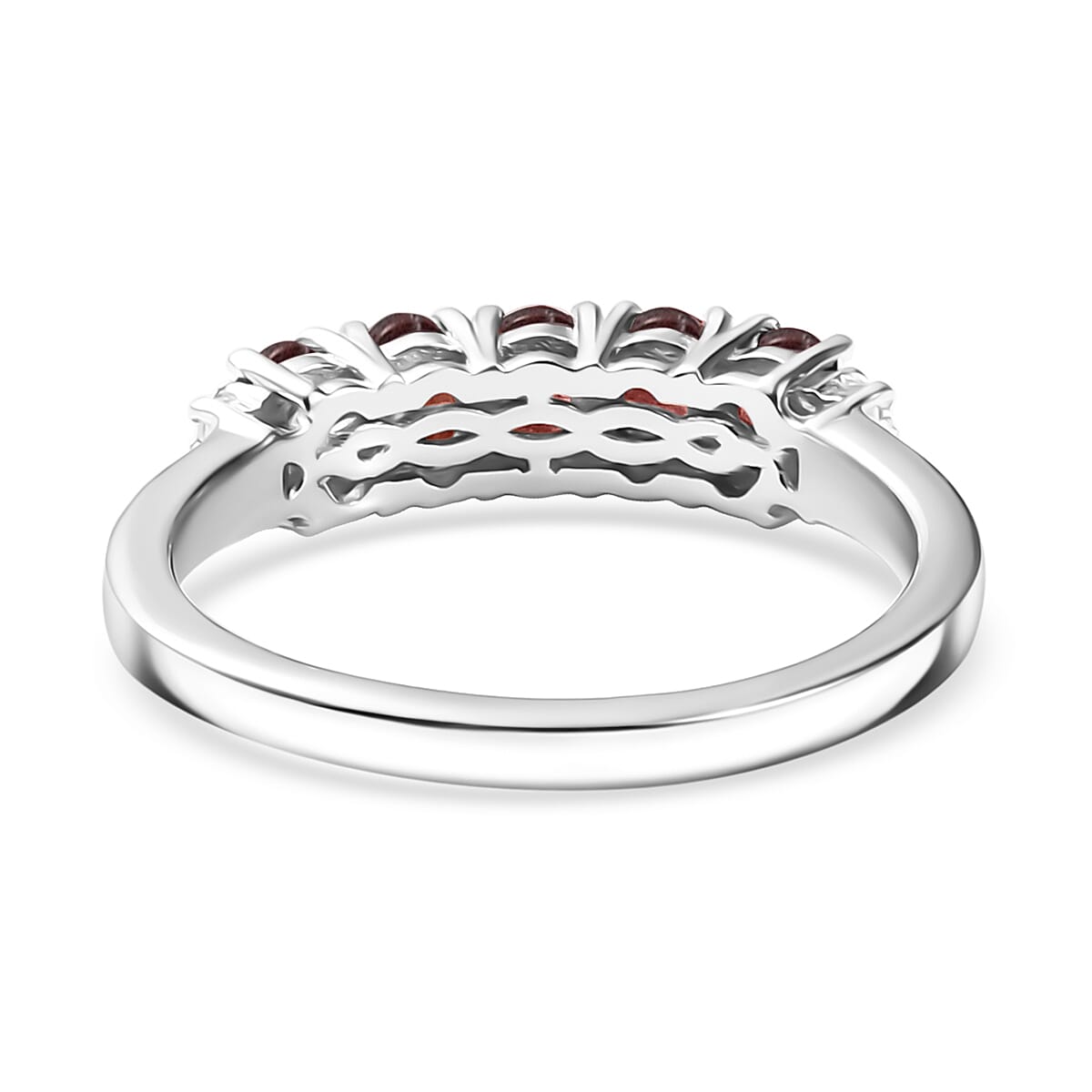 D'Joy Mozambique Garnet and White Zircon 1.15 ctw Ring in Rhodium Over Sterling Silver (Size 6.0) image number 4