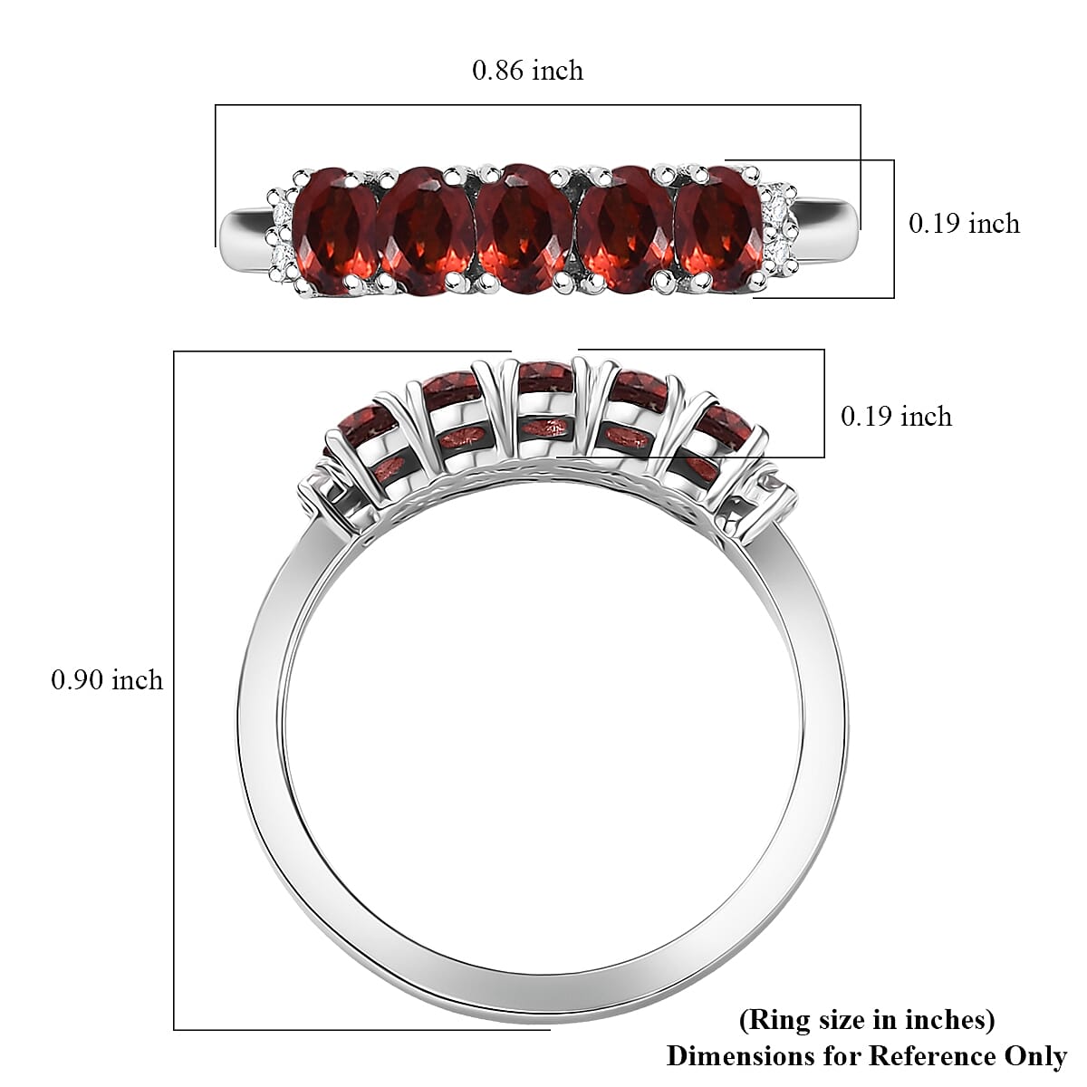 D'Joy Mozambique Garnet and White Zircon 1.15 ctw Ring in Rhodium Over Sterling Silver (Size 6.0) image number 5