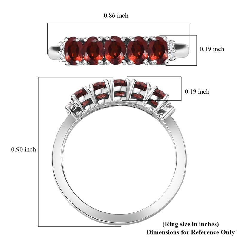 D'Joy Mozambique Garnet and White Zircon 1.15 ctw Ring in Rhodium Over Sterling Silver (Size 9.0)