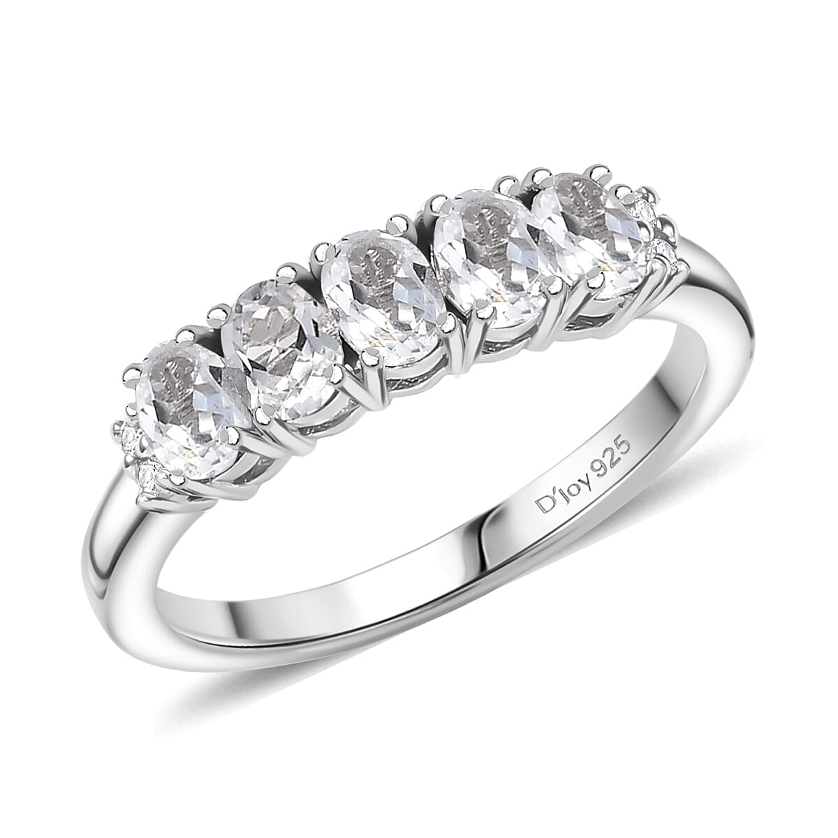 D'Joy White Topaz and White Zircon 1.10 ctw Ring in Rhodium Over Sterling Silver (Size 5.0) image number 0