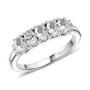 D'Joy White Topaz and White Zircon 1.10 ctw Ring in Rhodium Over Sterling Silver (Size 5.0)