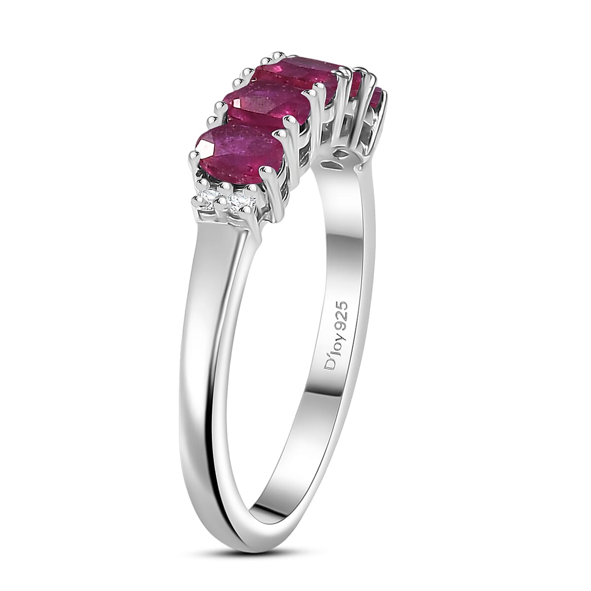 D'Joy Niassa Ruby (FF) and White Zircon 1.45 ctw Ring in Rhodium Over Sterling Silver (Size 5.0) image number 2