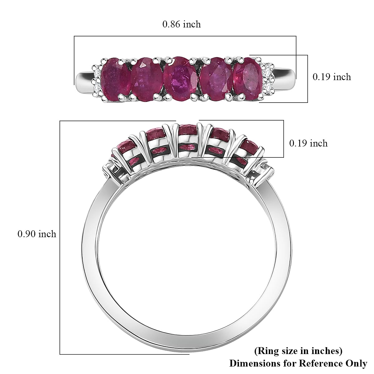 D'Joy Niassa Ruby (FF) and White Zircon 1.45 ctw Ring in Rhodium Over Sterling Silver (Size 5.0) image number 3