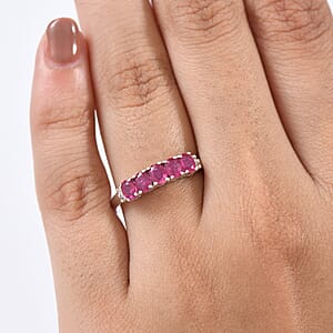 D'Joy Niassa Ruby (FF) and White Zircon 1.45 ctw Ring in Rhodium Over Sterling Silver (Size 7.0)
