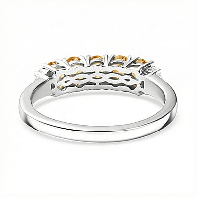 D'Joy Brazilian Citrine and White Zircon 0.90 ctw Ring in Rhodium Over Sterling Silver (Size 5.0)