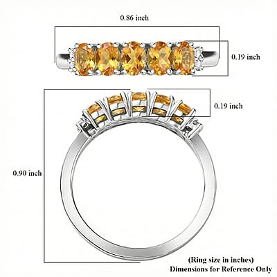 D'Joy Brazilian Citrine and White Zircon 0.90 ctw Ring in Rhodium Over Sterling Silver (Size 5.0)