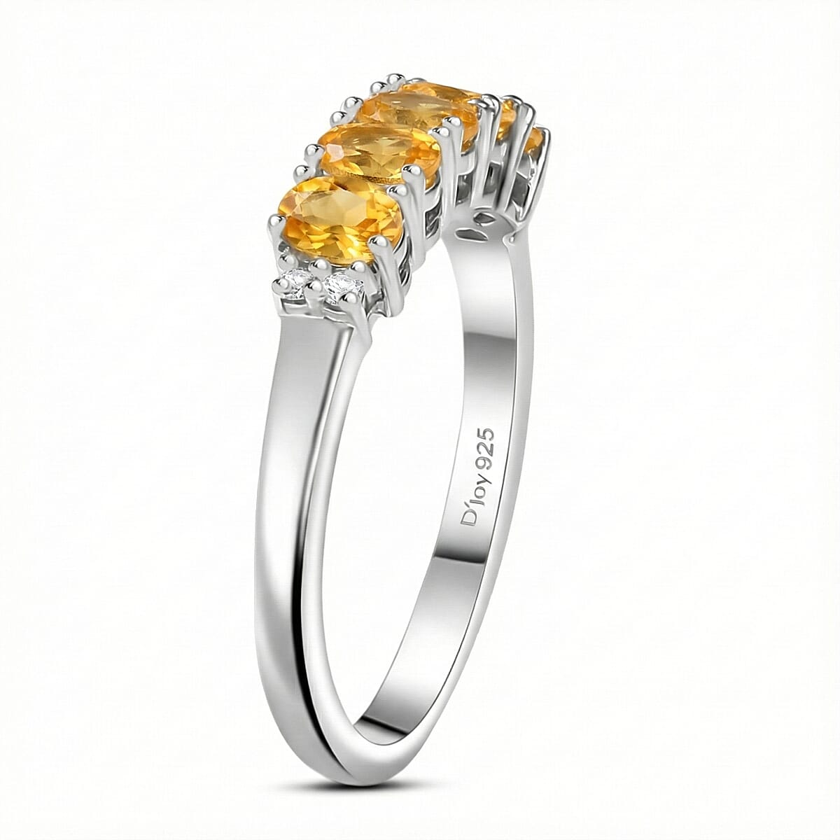 D'Joy Brazilian Citrine and White Zircon 0.90 ctw Ring in Rhodium Over Sterling Silver (Size 8.0) image number 3