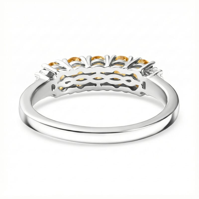 D'Joy Brazilian Citrine and White Zircon 0.90 ctw Ring in Rhodium Over Sterling Silver (Size 8.0)
