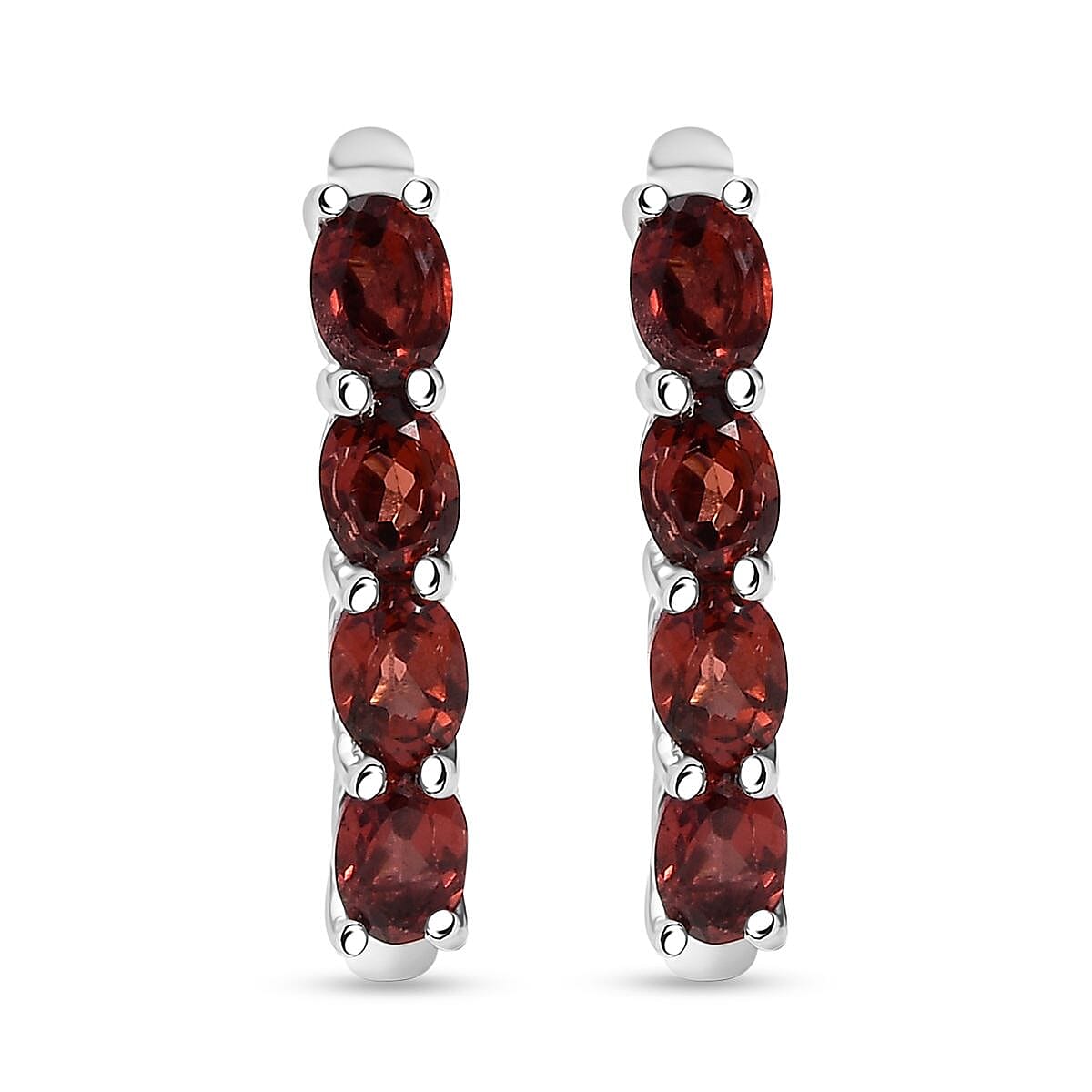 D'Joy Mozambique Garnet Earrings in Rhodium Over Sterling Silver 1.80 ctw image number 0