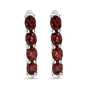 D'Joy Mozambique Garnet 1.80 ctw Earrings in Rhodium Over Sterling Silver