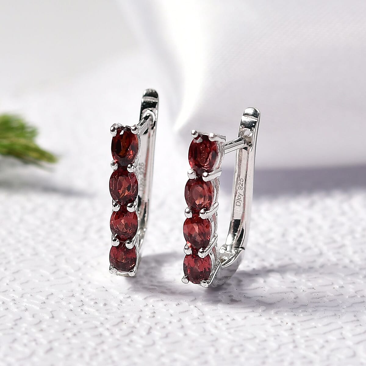 D'Joy Mozambique Garnet Earrings in Rhodium Over Sterling Silver 1.80 ctw image number 1