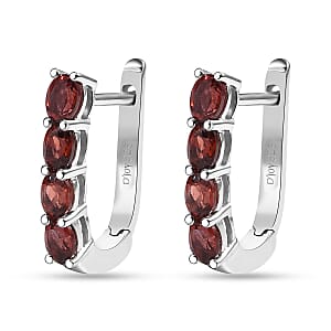 D'Joy Mozambique Garnet 1.80 ctw Earrings in Rhodium Over Sterling Silver