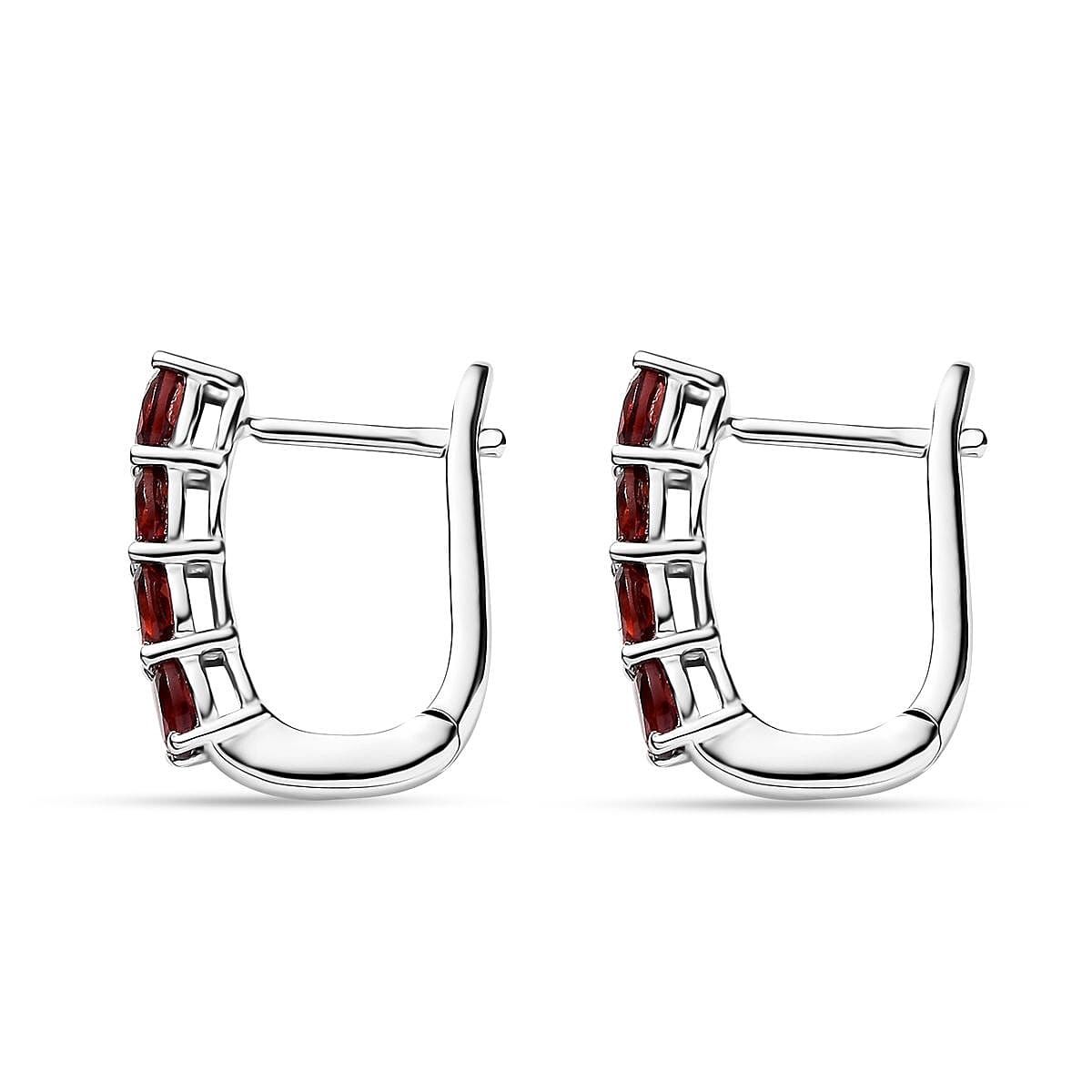 D'Joy Mozambique Garnet 1.80 ctw Earrings in Rhodium Over Sterling Silver