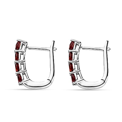 D'Joy Mozambique Garnet 1.80 ctw Earrings in Rhodium Over Sterling Silver