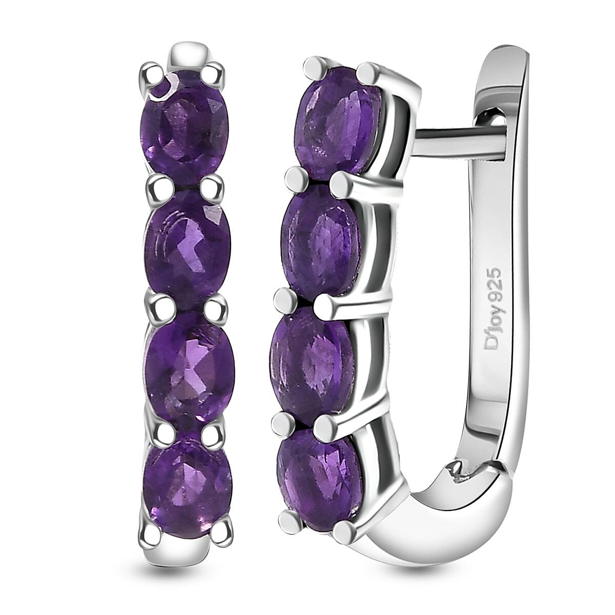 D'Joy African Amethyst 1.30 ctw Earrings in Rhodium Over Sterling Silver image number 0