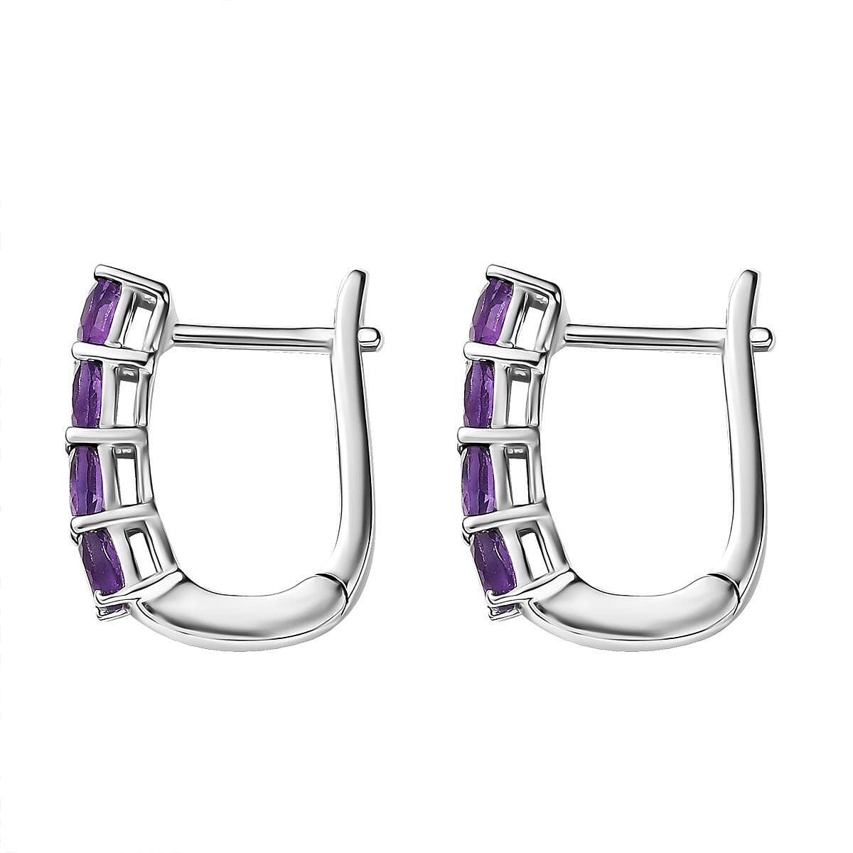 D'Joy African Amethyst 1.30 ctw Earrings in Rhodium Over Sterling Silver image number 3