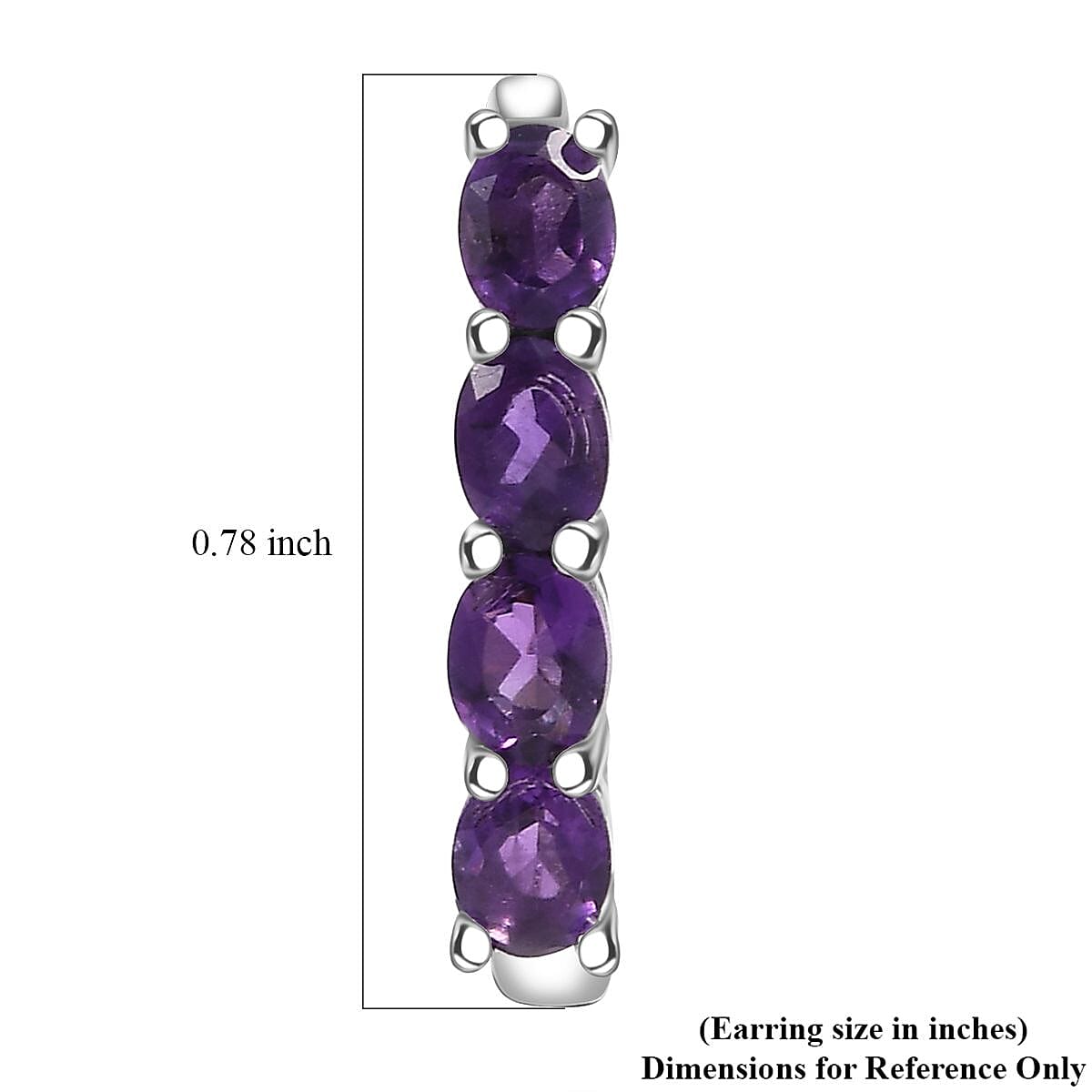D'Joy African Amethyst 1.30 ctw Earrings in Rhodium Over Sterling Silver image number 4