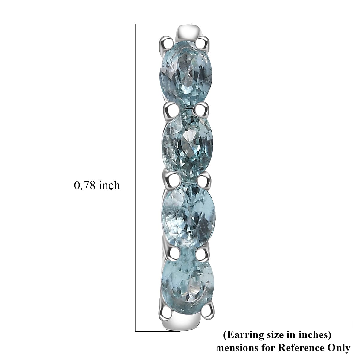 D'Joy Blue Zircon  Earring in Rhodium OverSterling Silver 1.60 ctw image number 4