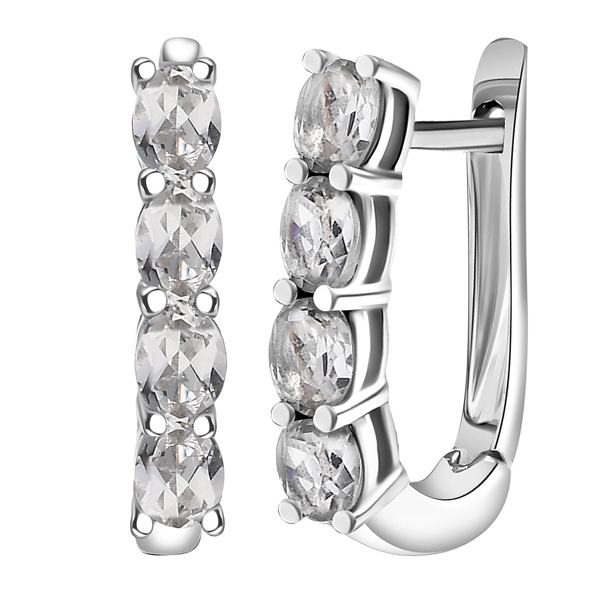D'Joy White Topaz  Earring in Rhodium OverSterling Silver 2.00 ctw image number 0