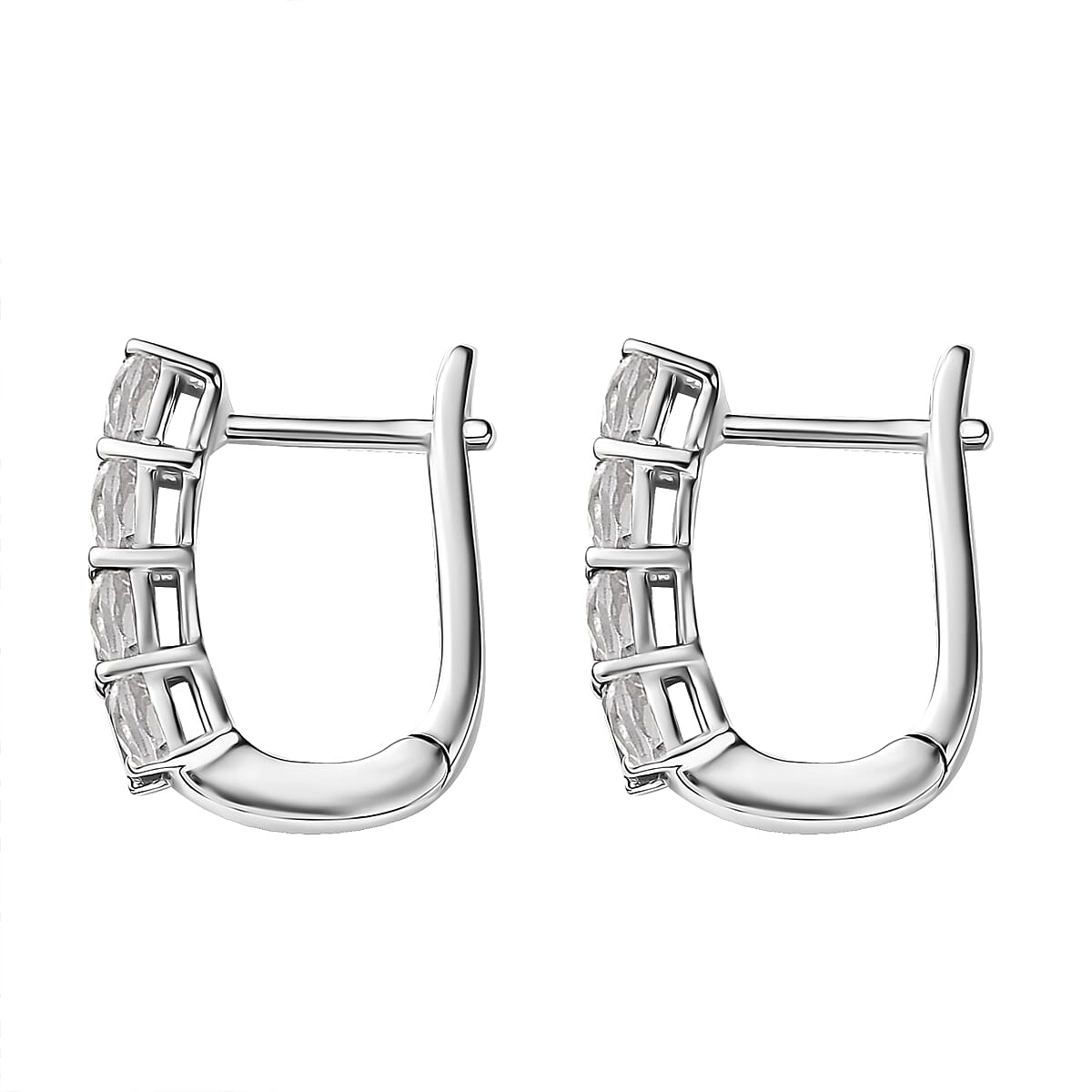 D'Joy White Topaz  Earring in Rhodium OverSterling Silver 2.00 ctw image number 3