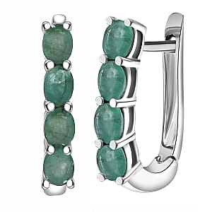 D'Joy Socoto Emerald 1.30 ctw Earrings in Rhodium Over Sterling Silver 