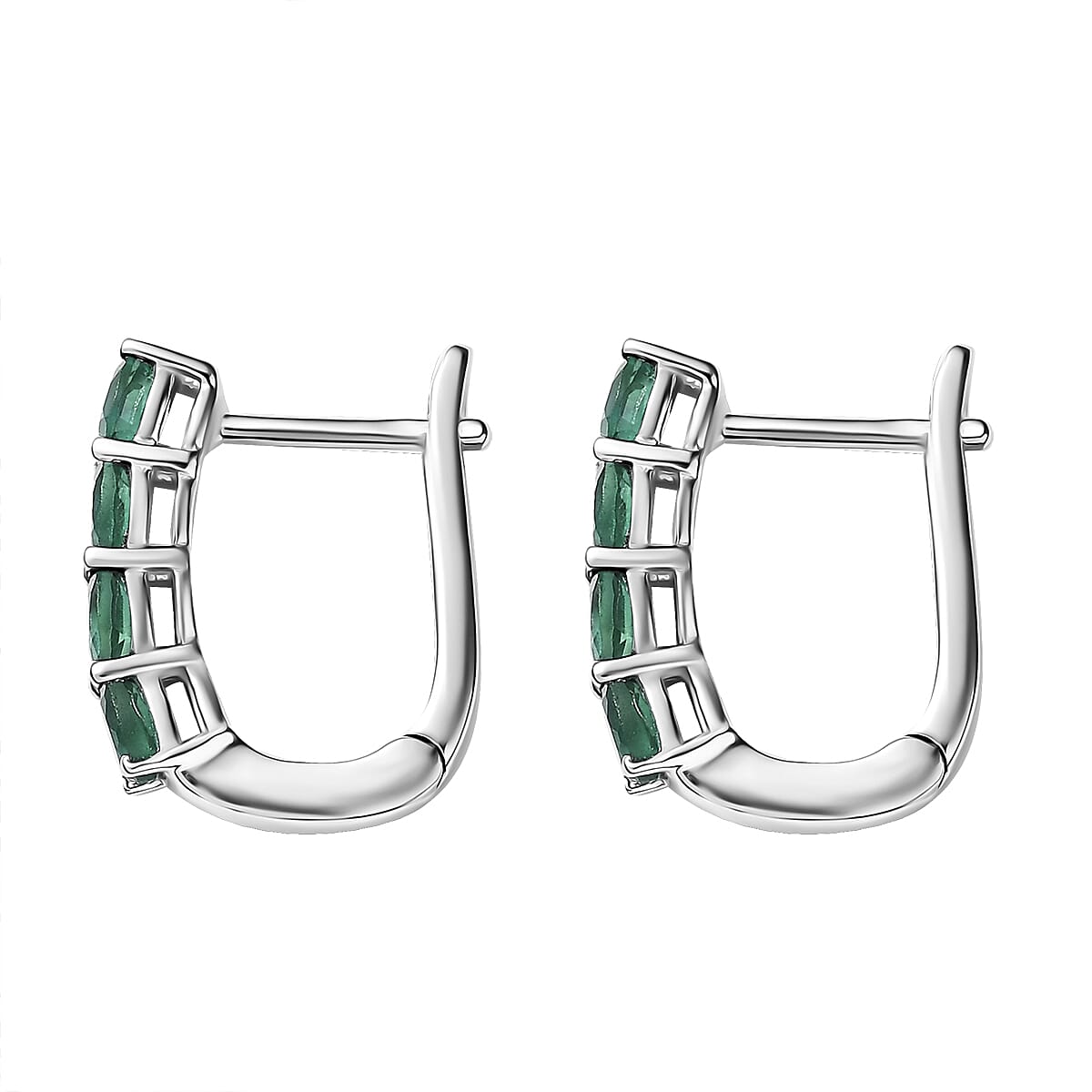D'Joy Socoto Emerald 1.30 ctw Earrings in Rhodium Over Sterling Silver  image number 4