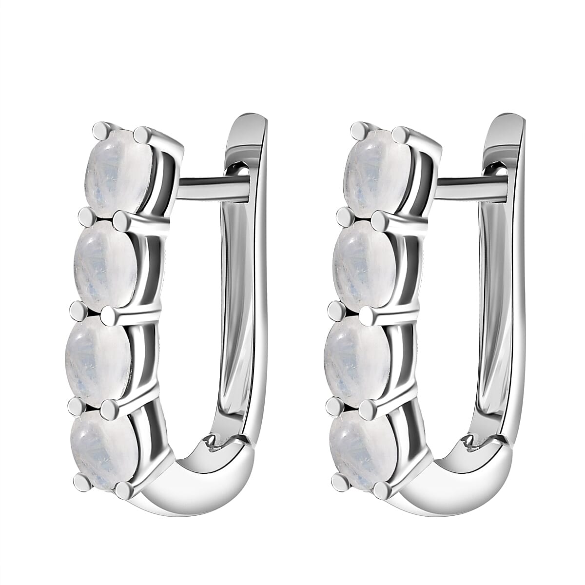 D'Joy Rainbow Moonstone 1.70 ctw Earrings in Rhodium Over Sterling Silver  image number 3