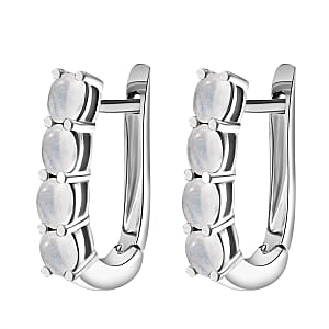 D'Joy Rainbow Moonstone 1.70 ctw Earrings in Rhodium Over Sterling Silver 