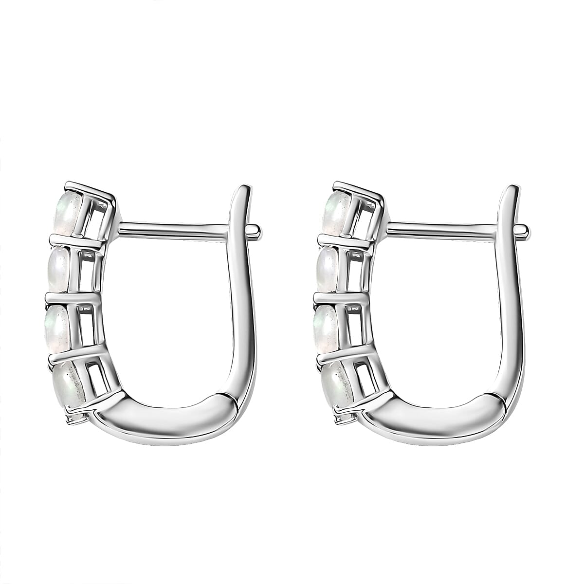 D'Joy Rainbow Moonstone 1.70 ctw Earrings in Rhodium Over Sterling Silver  image number 4