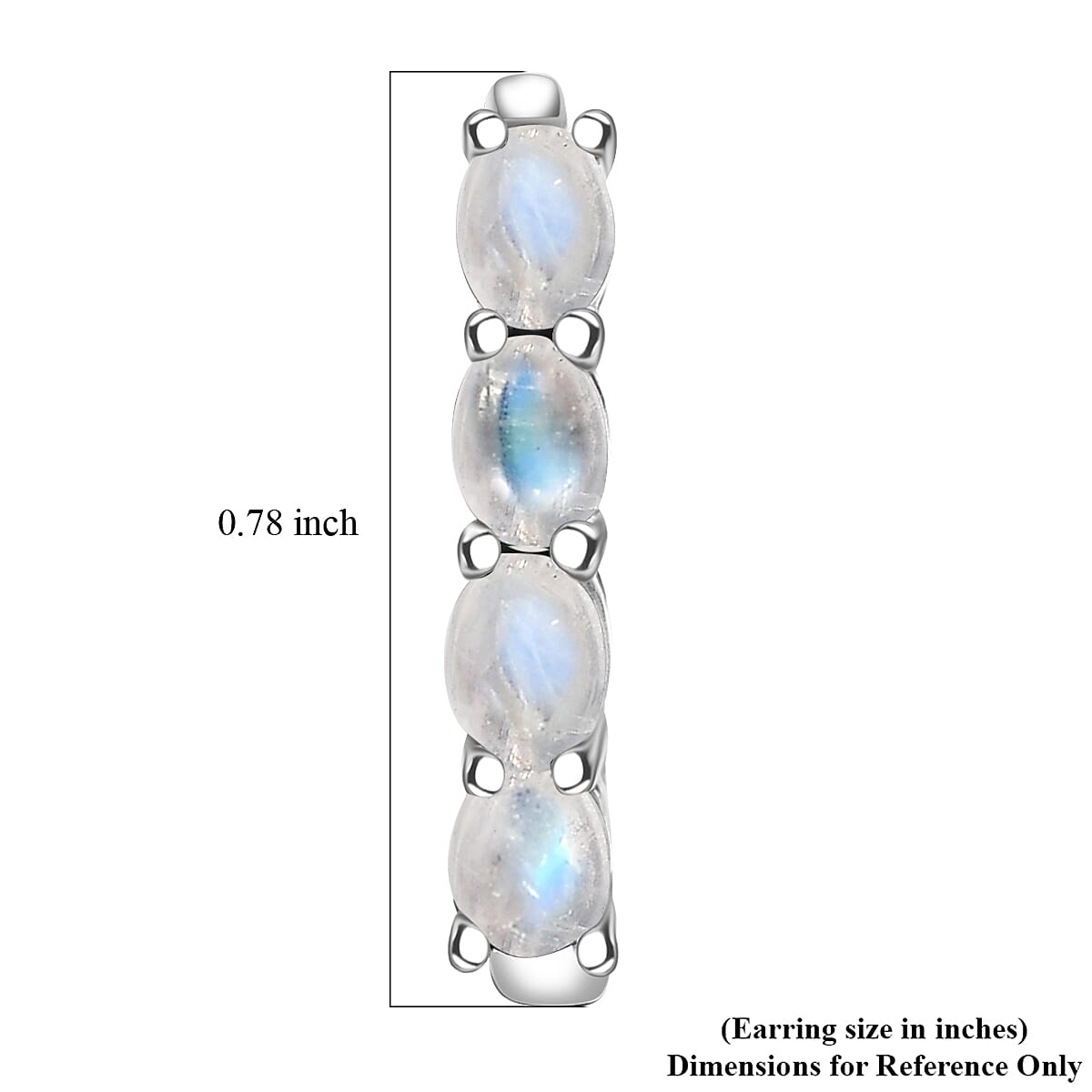 D'Joy Rainbow Moonstone 1.70 ctw Earrings in Rhodium Over Sterling Silver  image number 5