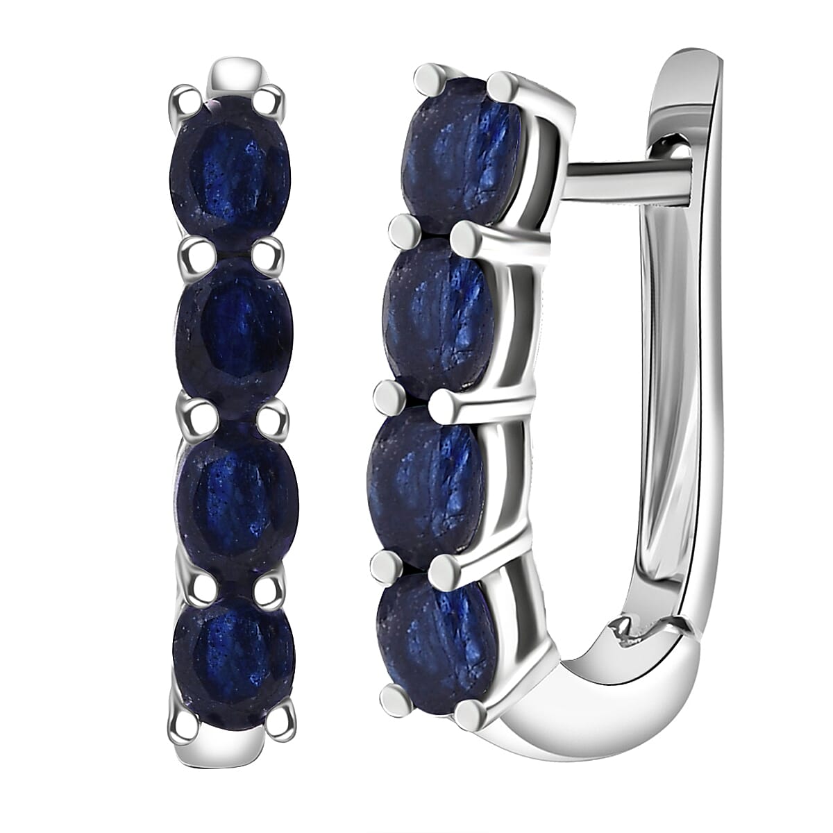 D'Joy Masoala Sapphire (D) 2.10 ctw Earrings in Rhodium Over Sterling Silver image number 0