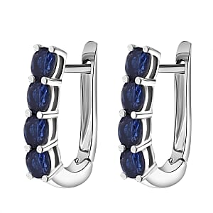 D'Joy Masoala Sapphire (D) 2.10 ctw Earrings in Rhodium Over Sterling Silver