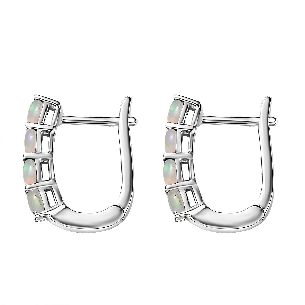 D'Joy Ethiopian Welo Opal 1.00 ctw Earrings in Rhodium Over Sterling Silver  image number 4