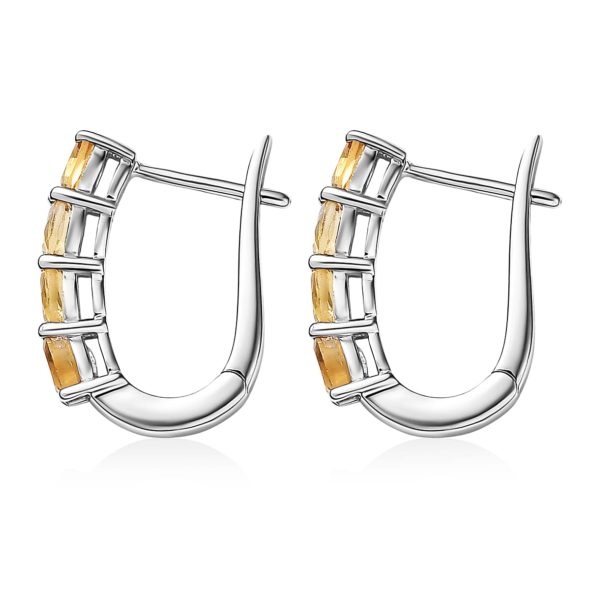 D'Joy Brazilian Citrine 1.40 ctw Earrings in Rhodium Over Sterling Silver image number 4