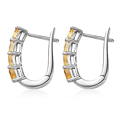 D'Joy Brazilian Citrine 1.40 ctw Earrings in Rhodium Over Sterling Silver