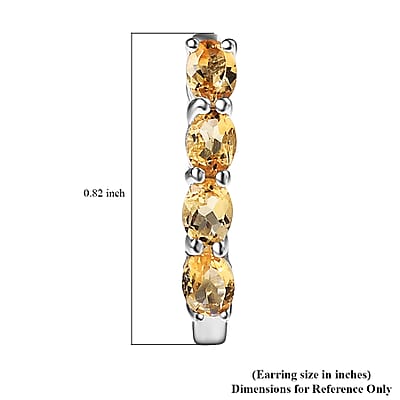 D'Joy Brazilian Citrine 1.40 ctw Earrings in Rhodium Over Sterling Silver