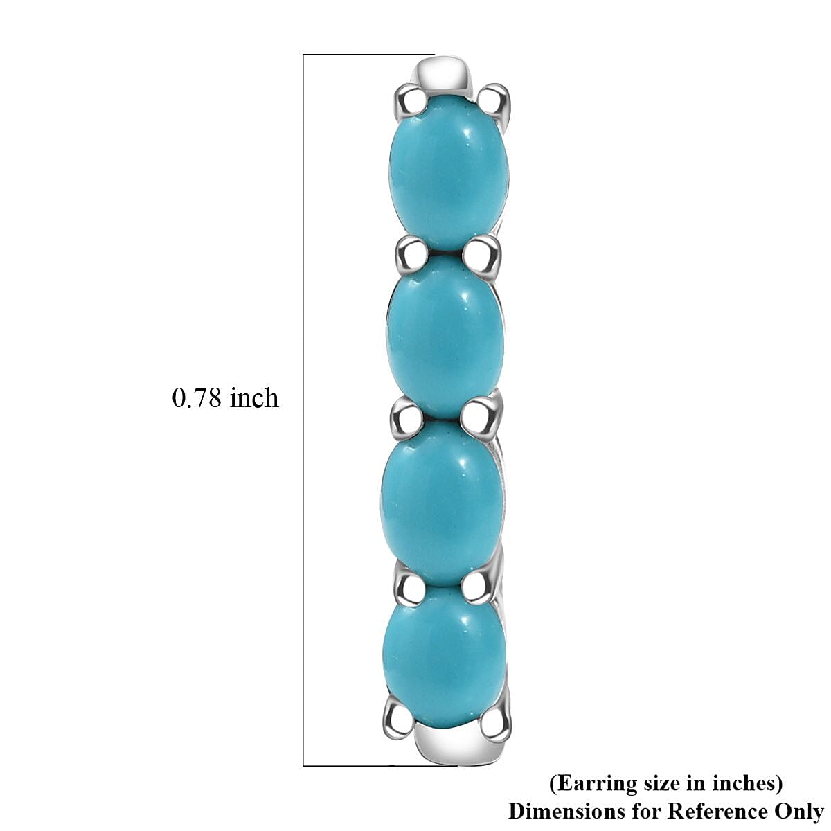 D'Joy Premium Sleeping Beauty Turquoise 1.40 ctw Latch Back Earrings in Rhodium Over Sterling Silver