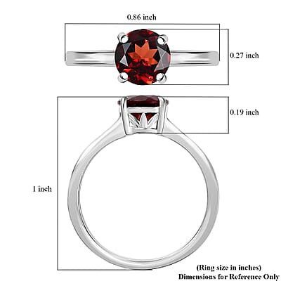 D'Joy Mozambique Garnet 1.50 ctw Solitaire Ring in Rhodium Over Sterling Silver (Size 5.0)